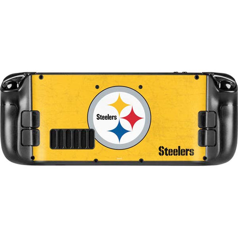 NFL Pittsburgh Steelers - Alternate Distressed Steam Deck Handheld Gaming Computer Skin